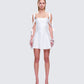 Valeria White Satin Mini Dress model front