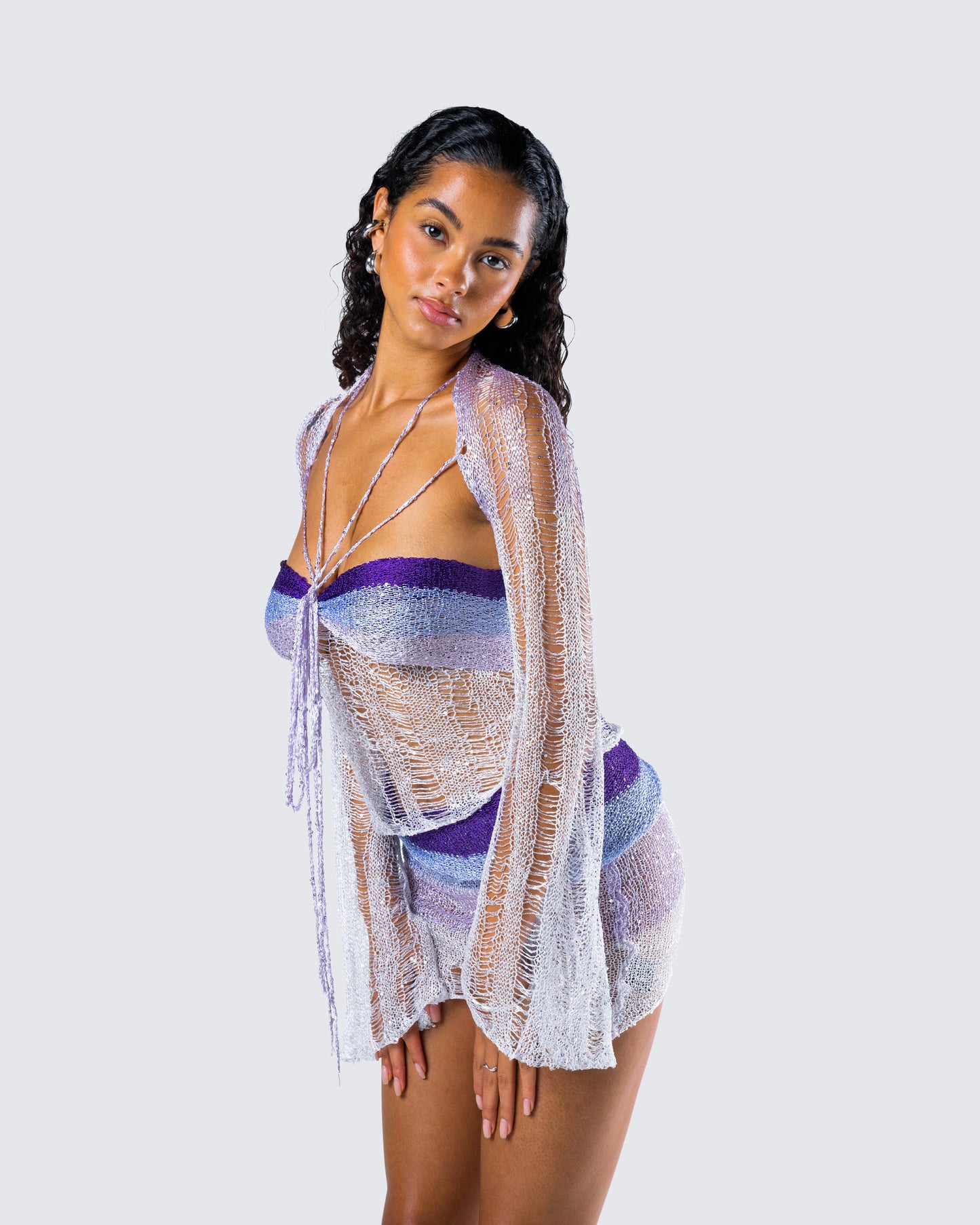 Vanessa Purple Sequin Knit Top