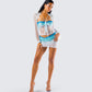 Vanessa Turquoise Sequin Knit Skirt