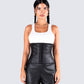 Vanya Black Compression Corset Top model front