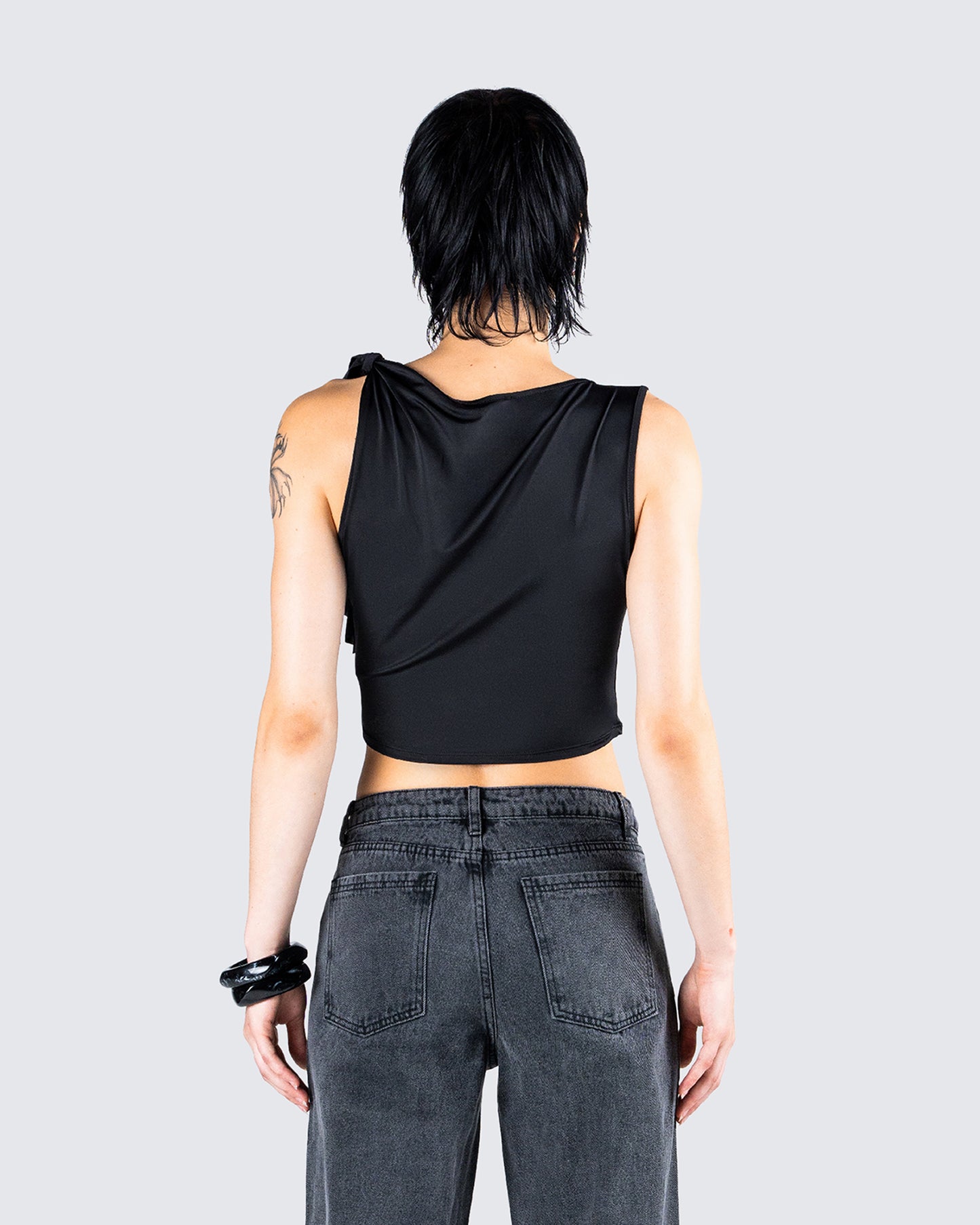 Veeti Black Jersey Crop Top