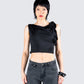 Veeti Black Jersey Crop Top model front