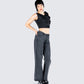 Veeti Black Jersey Crop Top