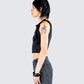 Veeti Black Jersey Crop Top