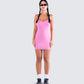 Veronica Pink Jersey Mini Dress model front
