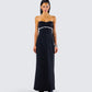 Via Black Crepe Embellished Gown model front