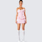 Vienna Pink Ruffle Mini Dress model front