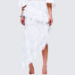 Villi White Asymmetrical Lace Skirt model front