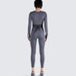 Vilma Grey Rib Zip Jumpsuit