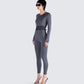 Vilma Grey Rib Zip Jumpsuit