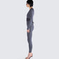 Vilma Grey Rib Zip Jumpsuit