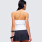 Vira White Ruched Strapless Top