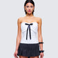 Vira White Ruched Strapless Top model front