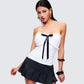 Vira White Ruched Strapless Top