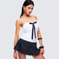 Vira White Ruched Strapless Top