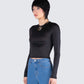 Vivi Black Jersey Long Sleeve Top