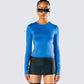 Vivi Blue Jersey Long Sleeve Top model front