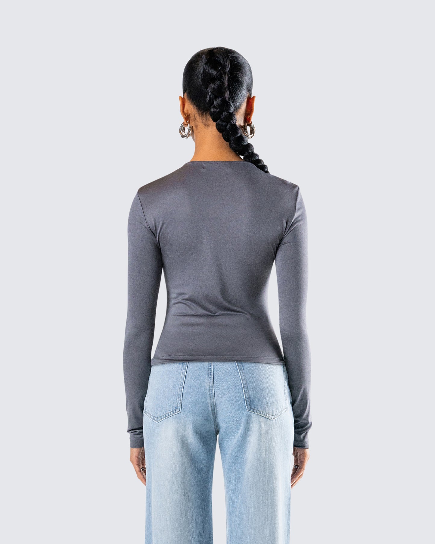 Vivi Grey Jersey Long Sleeve Top