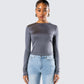 Vivi Grey Jersey Long Sleeve Top model front