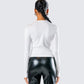 Vivi White Jersey Long Sleeve Top