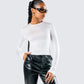 Vivi White Jersey Long Sleeve Top