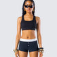 Waverly Black Ribbed Tank Top model front