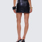 Whitley Black Vegan Leather Croc Micro Mini Skirt