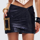 Whitley Black Vegan Leather Croc Micro Mini Skirt