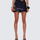 Whitley Black Vegan Leather Croc Micro Mini Skirt model front