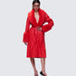 Willa Red Vegan Fur Leather Coat