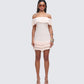 Winsley Peach Ruffle Knit Mini Dress model front