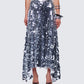 Wyn Metallic Silver Sequin Maxi Skirt model front