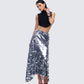 Wyn Metallic Silver Sequin Maxi Skirt