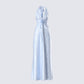 Xylah Baby Blue Rosette Maxi Dress 3d product front