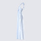 Xylah Baby Blue Rosette Maxi Dress
