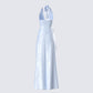 Xylah Baby Blue Rosette Maxi Dress