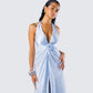 Xylah Baby Blue Rosette Maxi Dress