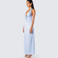 Xylah Baby Blue Rosette Maxi Dress
