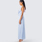 Xylah Baby Blue Rosette Maxi Dress