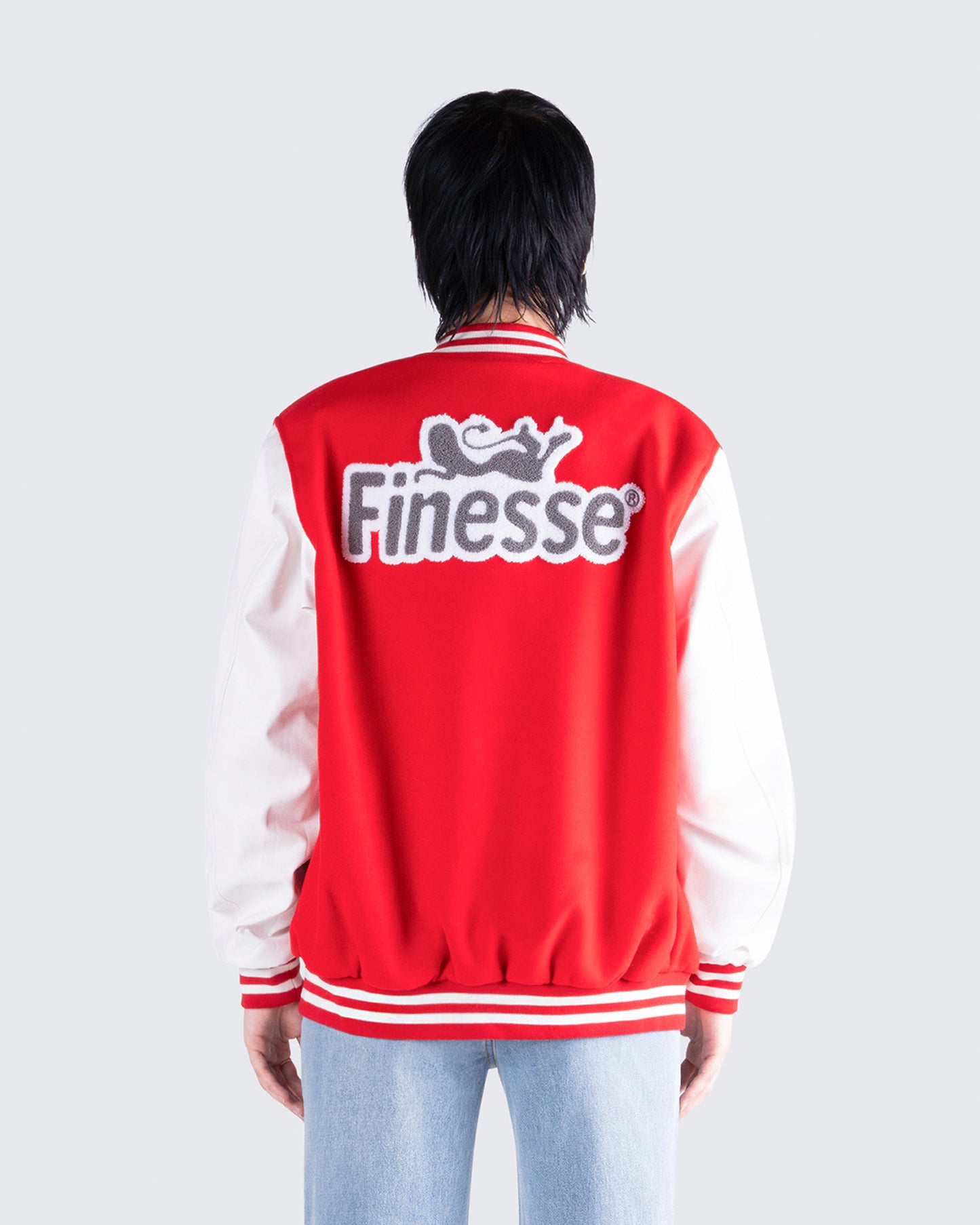 Yai Red Varsity Logo Patch Jacket