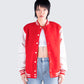 Yai Red Varsity Logo Patch Jacket model front