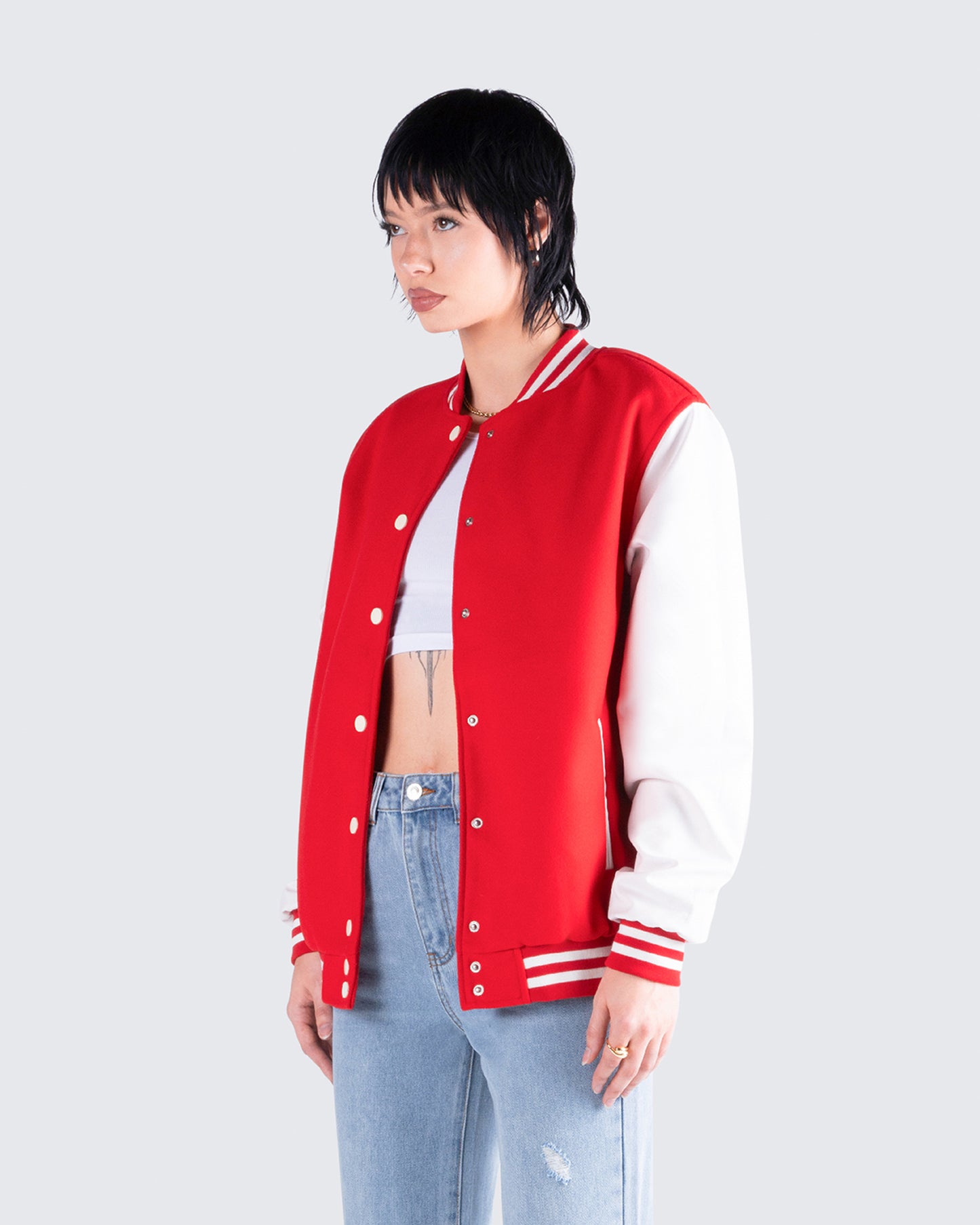 Yai Red Varsity Logo Patch Jacket