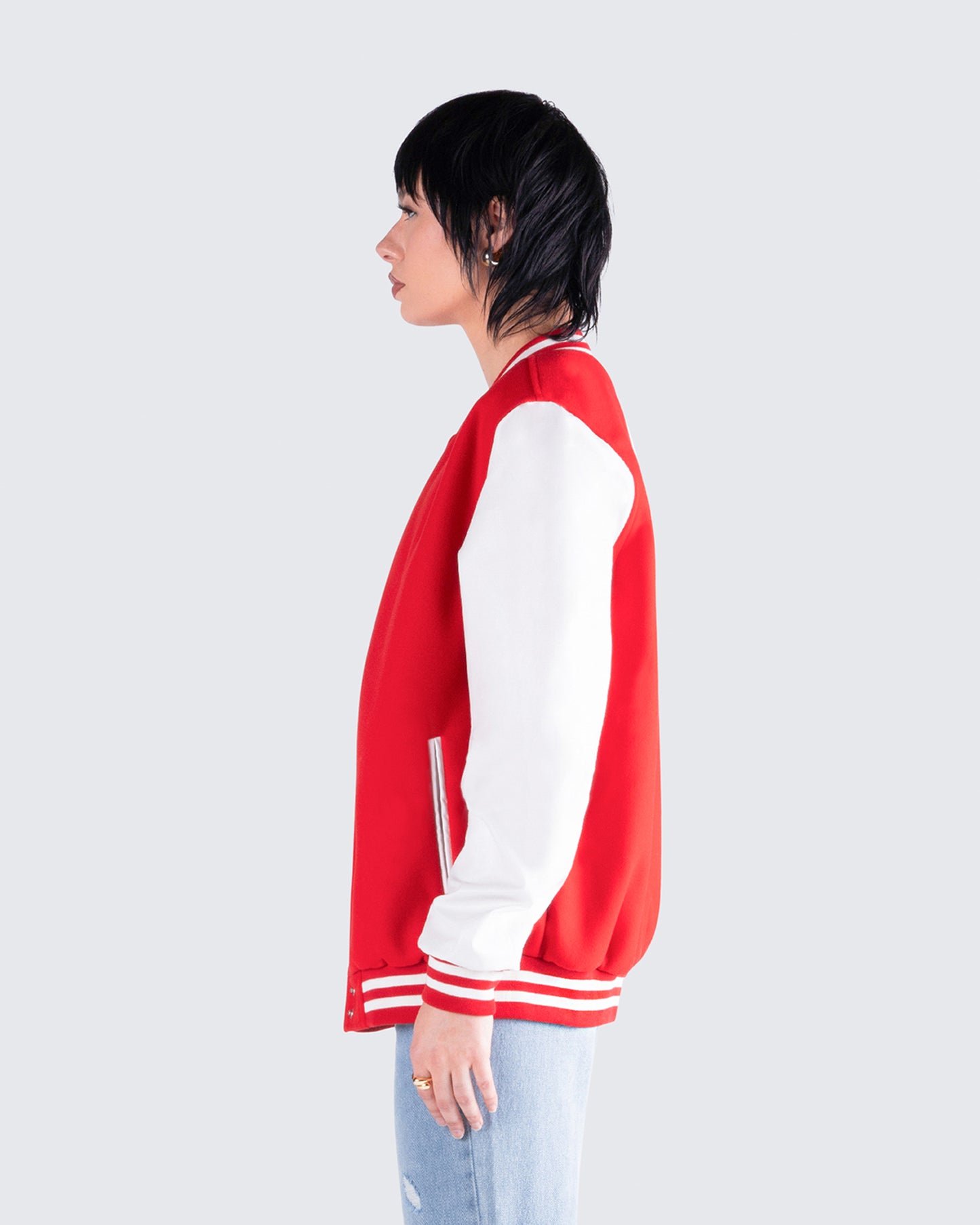 Yai Red Varsity Logo Patch Jacket