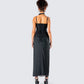 Yan Black Lace Maxi Corset Dress