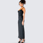 Yan Black Lace Maxi Corset Dress