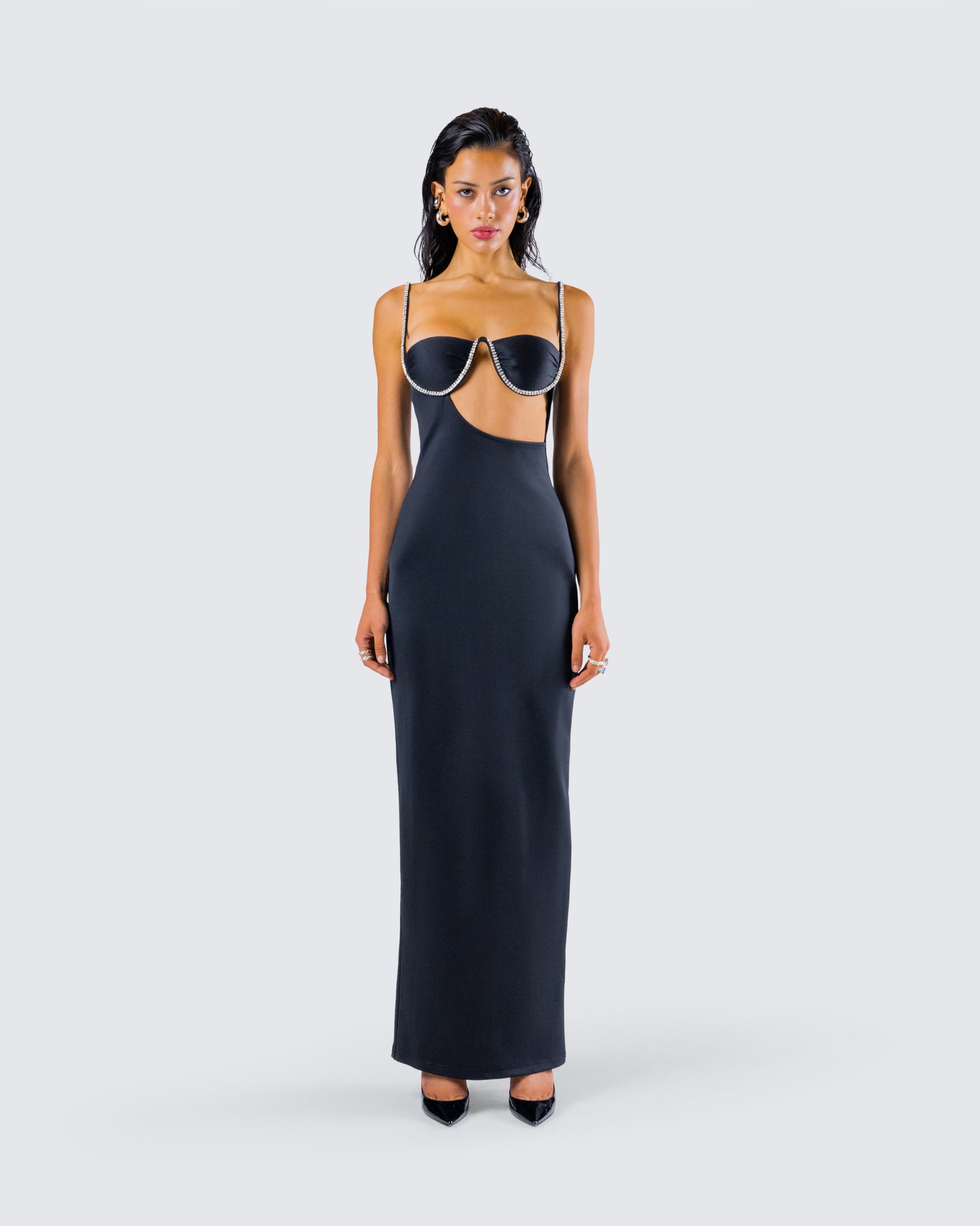 Yara Black Cut Out Maxi Dress
model front