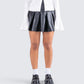 Yasmin Black Vegan Leather Skirt model front