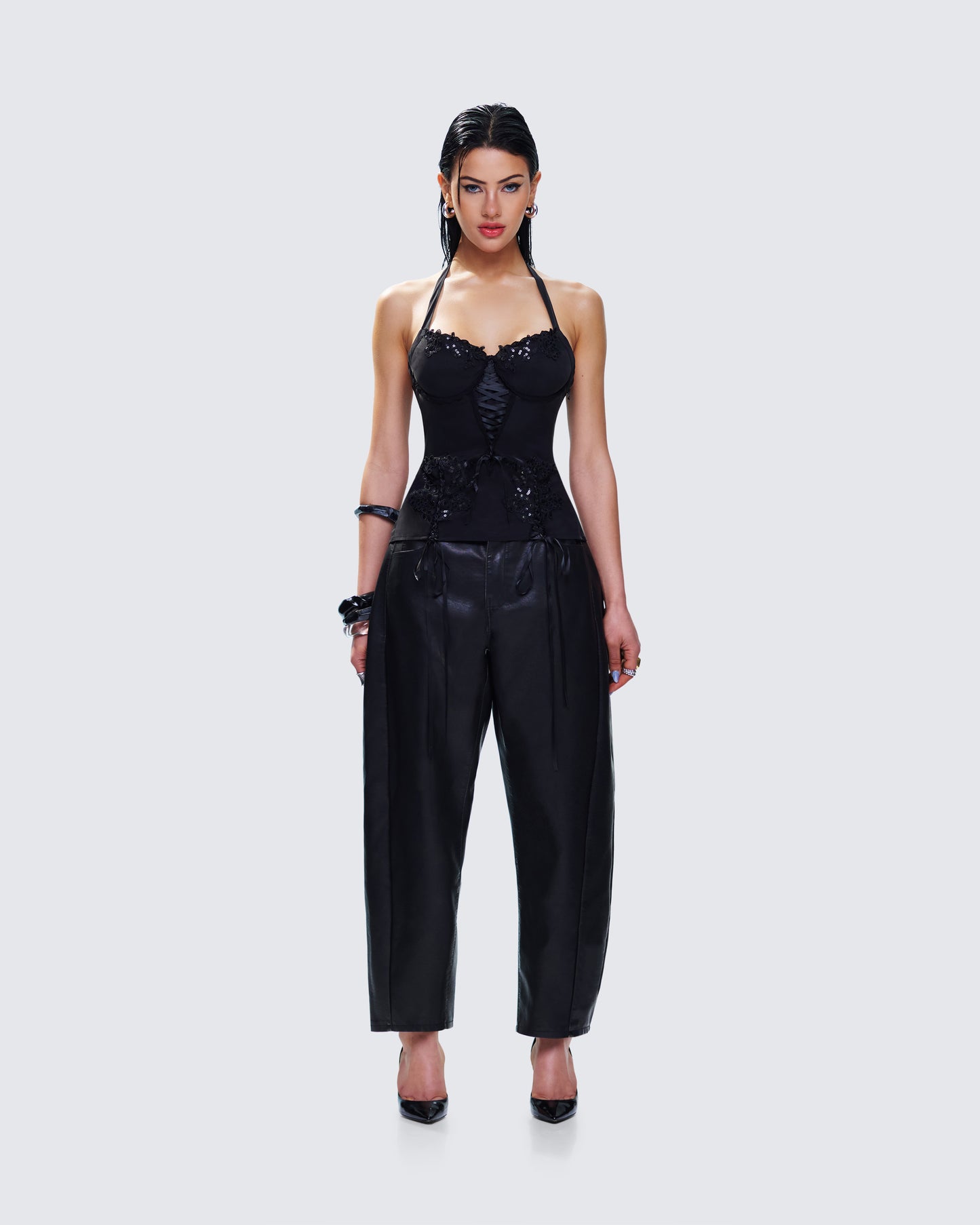 Yelina Vegan Leather Set model front