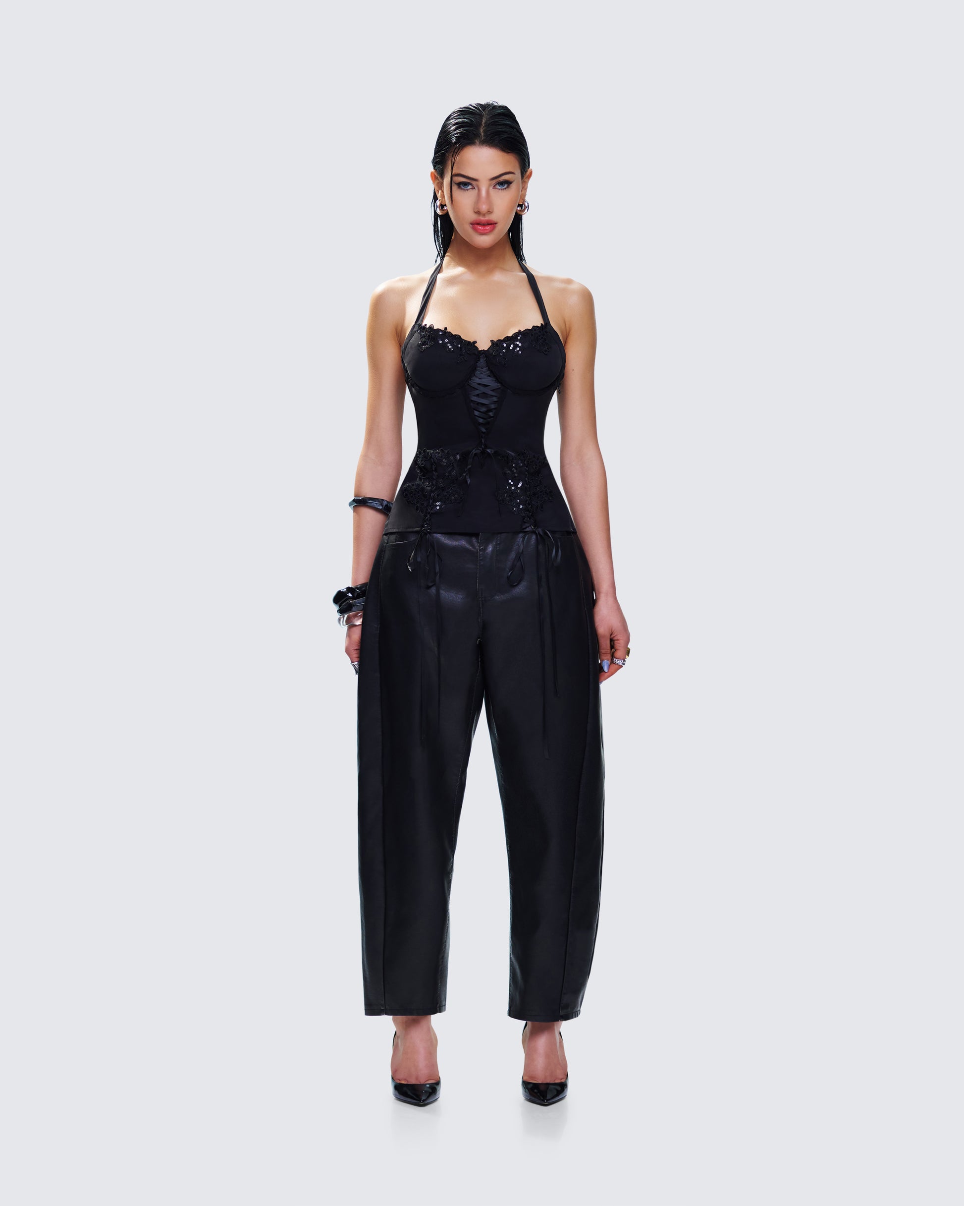 Yelina Vegan Leather Set model front