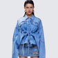 Yui Blue Denim Oversized Cropped Jacket model front